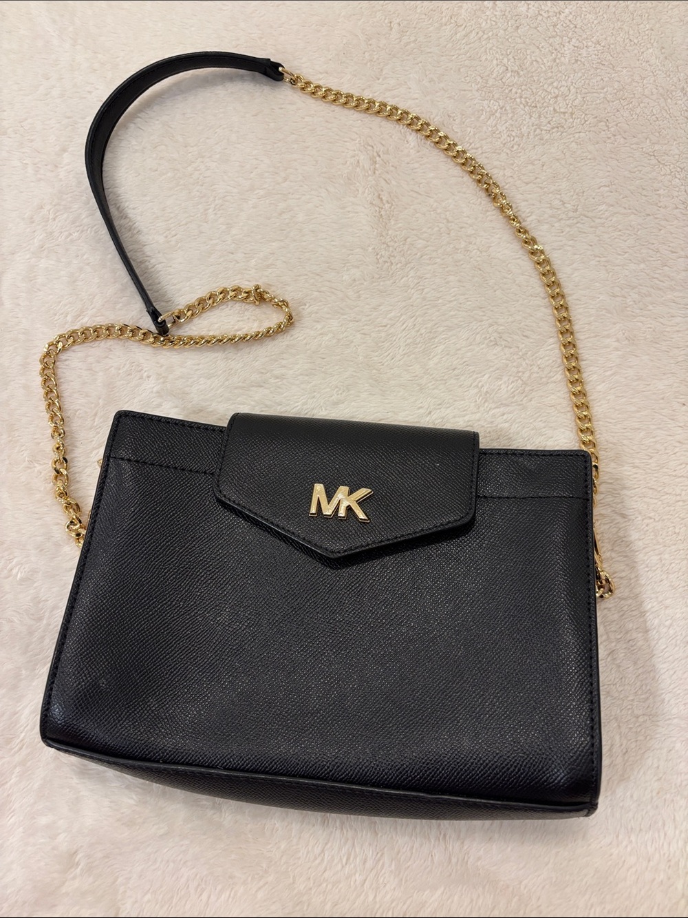 Michael Kors Black Crossbody with Gold MK Accent
